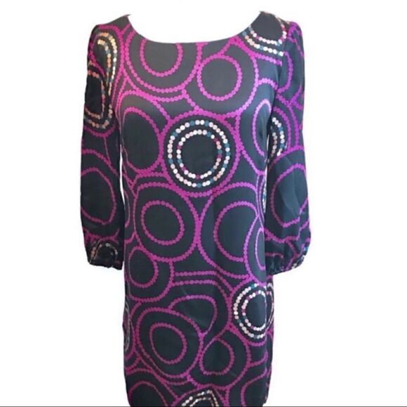 Trina Turk Long Sleeve Dress Circle Design Sz 6 - Picture 1 of 7